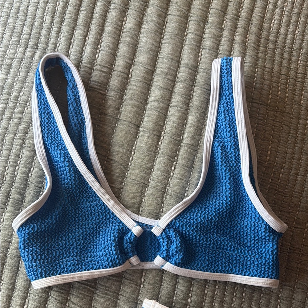 Zaful Blue and White Bikini Top